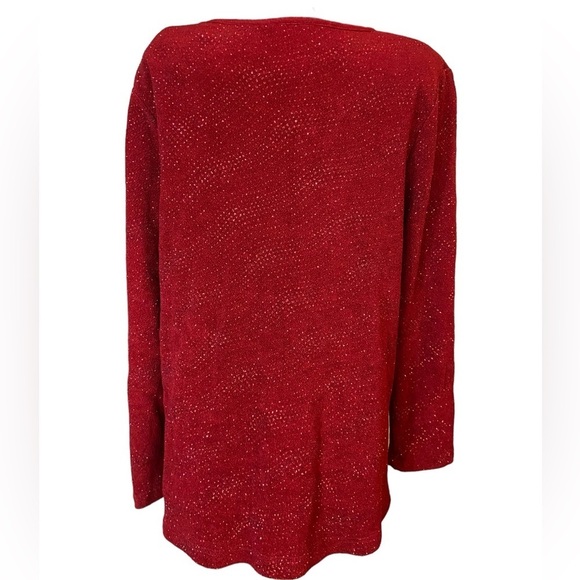 Vintage Focus Studio Red Sparkle Open Front Cardigan Blouse Jacket - Picture 4 of 12